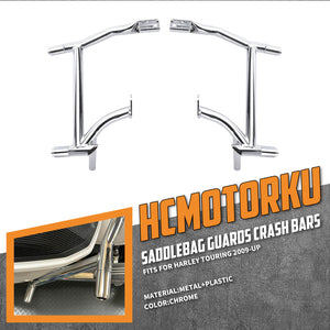 ZHFR0009-JG HCmotorku Premium Chrome Steel Rear Saddlebag Crash Bar Guards for Harley Touring ‘09-Up