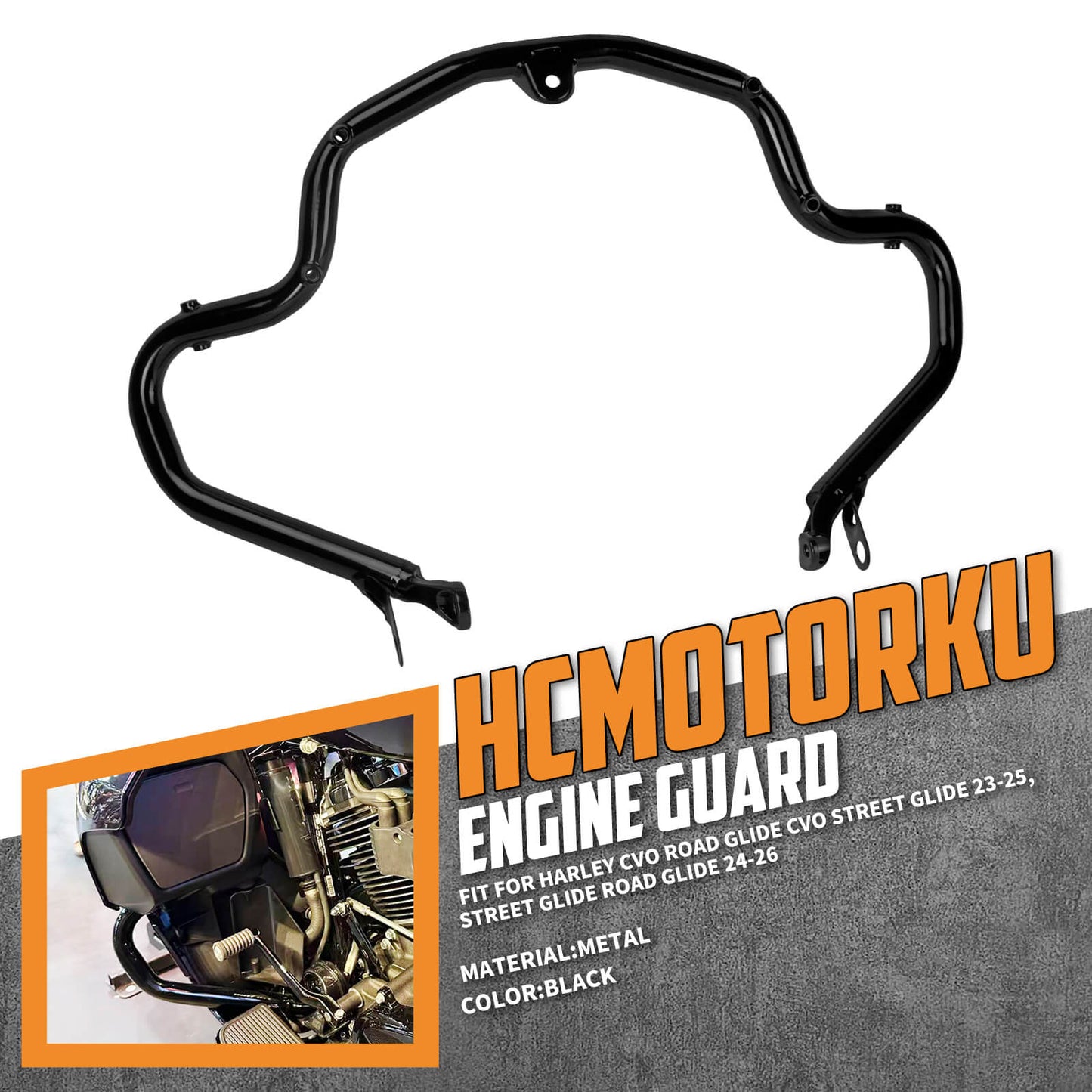 ZHFR0012 HCmotorku Gloss Black Lower Fairing Crash Bar Set for Harley Touring Street Glide Road Glide ‘23-’25  Detail