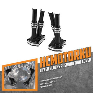 ZHFR0012_HCmotorku_Black Pushrod Lifter Covers Upper Rocker Box Covers For M8 Softail Touring ‘18-’23