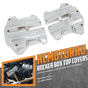 ZHFR0013_HCmotorku_Chrome Pushrod Lifter Covers Upper Rocker Box Covers For M8 Softail Touring ‘18-’23