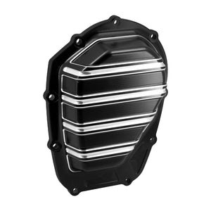 ZHFR0014_HCmotorku_Black and White Stripe Transmission Top Cover Side Cam Cover Set For Harley Softail Touring ‘17-Up
