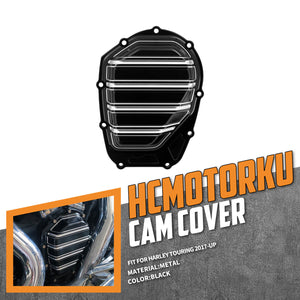 ZHFR0014_HCmotorku_Black and White Stripe Transmission Top Cover Side Cam Cover Set For Harley Softail Touring ‘17-Up