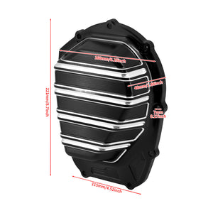 ZHFR0014_HCmotorku_Black and White Stripe Transmission Top Cover Side Cam Cover Set For Harley Softail Touring ‘17-Up Size