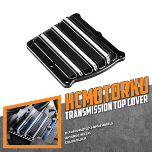 ZHFR0014_HCmotorku_Black and White Stripe Transmission Top Cover Side Cam Cover Set For Harley Softail Touring ‘17-Up
