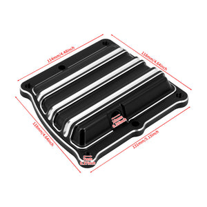ZHFR0014_HCmotorku_Black and White Stripe Transmission Top Cover Side Cam Cover Set For Harley Softail Touring ‘17-Up Size