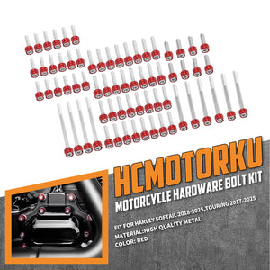 ZHFR0018-JG_HCmotorku_Corrosion-Resistant Aluminum Engine Screws Kit For Harley Softail Touring '17-'25 Red