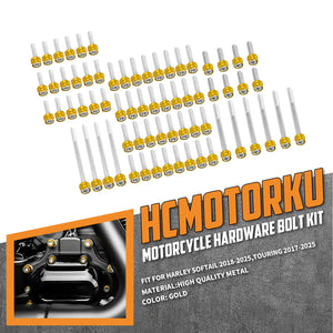 ZHFR0019-JG_HCmotorku_Corrosion-Resistant Aluminum Engine Screws Kit For Harley Softail Touring '17-'25 Gold