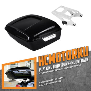 ZHLU0004-JG HCmotorku King Tour Pak Trunk with Chrome Rack for Harley Touring '14-'25 