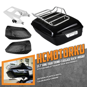 Vivid Black King Tour Pack Trunk for 2014-2025 Harley Road Glide & Street Glide | HCmotorku