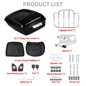 Vivid Black King Tour Pack Trunk for 2014-2025 Harley Road Glide & Street Glide | HCmotorku