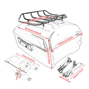 13.7" King Tour Trunk with Chrome Mounting Rack for 2014-2025 Harley Touring | HCmotorku