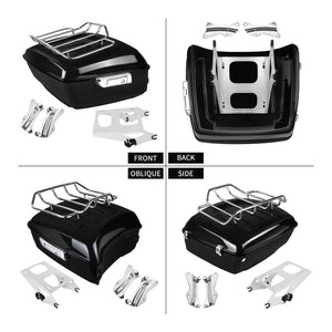 13.7" King Tour Trunk with Chrome Mounting Rack for 2014-2025 Harley Touring | HCmotorku