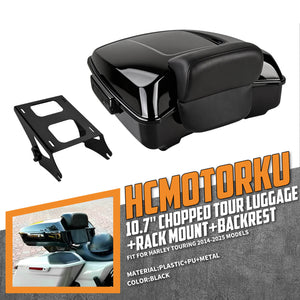 ZHLU0021-JG HCmotorku Chopped Tour Luggage Trunk with Detachable Mounting Rack for Harley Touring '14-'25 