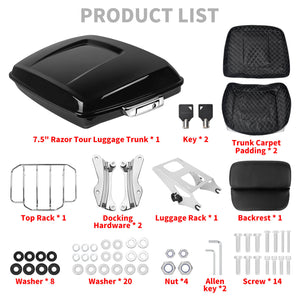 ZHLU0038 HCmotorku Razor Tour Luggage Trunk Assembly with Backrest for Harley Touring Product List