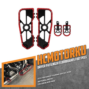 Rider Passenger Footboards Footpegs Set For Harley Touring - Red | HCmotorku