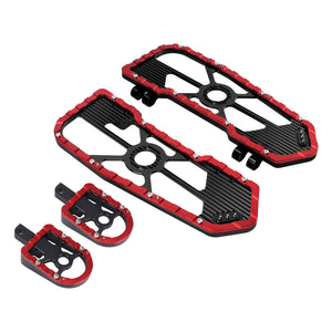 Rider Passenger Footboards Footpegs Set For Harley Touring - Red | HCmotorku