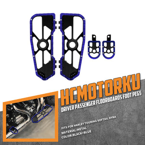 Rider Passenger Floorboards Set For Harley Touring Dyna - Blue | HCmotorku