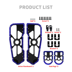Rider Passenger Floorboards Set For Harley Touring Dyna - Blue | HCmotorku