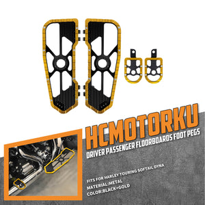Rider Passenger Footboards Set For Harley Touring Softail - Yellow | HCmotorku