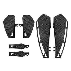 ZHPE0028_HCmotorku_Black Phantom Style Rider Passenger FloorBoards Footpegs Kit for Harley Touring ‘86-’25