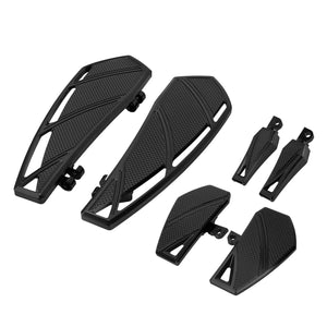 ZHPE0028_HCmotorku_Black Phantom Style Rider Passenger FloorBoards Footpegs Kit for Harley Touring ‘86-’25