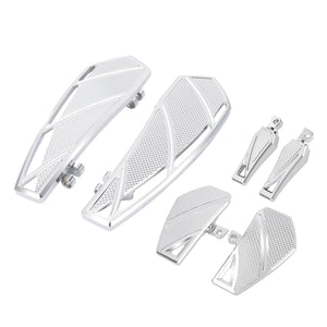 ZHPE0029_HCmotorku_Chrome Phantom Style Rider Passenger FloorBoards Footpegs Kit for Harley Touring ‘86-’25