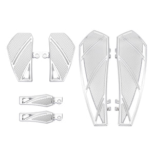 ZHPE0029_HCmotorku_Chrome Phantom Style Rider Passenger FloorBoards Footpegs Kit for Harley Touring ‘86-’25