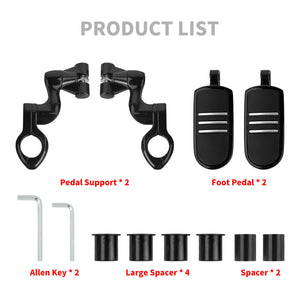 ZHPE0037 HCmotorku Universal Heavy Duty 1-1/4” Black Highway Pegs & Support Mount Fits Harley Product List
