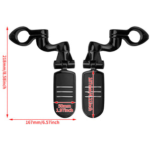 ZHPE0037 HCmotorku Universal Heavy Duty 1-1/4” Black Highway Pegs & Support Mount Fits Harley Size
