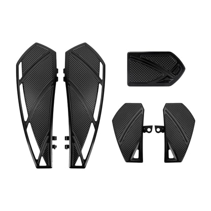 Black Phantom Rider Passenger Footpegs FloorBoards Brake Pedal Kit for Harley Touring丨HCmotorku