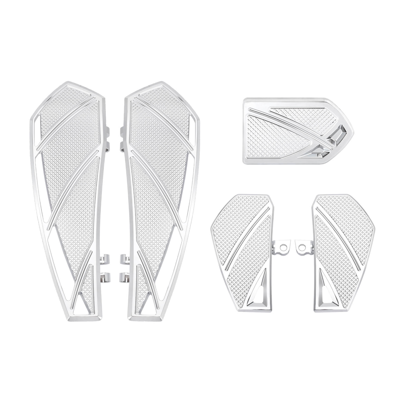 ZHPE0042_HCmotorku_Chrome Phantom Rider Passenger Footpegs FloorBoards Brake Pedal Kit for Harley Touring Dyna