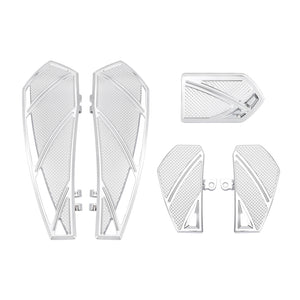 ZHPE0042_HCmotorku_Chrome Phantom Rider Passenger Footpegs FloorBoards Brake Pedal Kit for Harley Touring Dyna