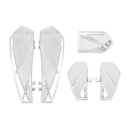 ZHPE0042_HCmotorku_Chrome Phantom Rider Passenger Footpegs FloorBoards Brake Pedal Kit for Harley Touring Dyna