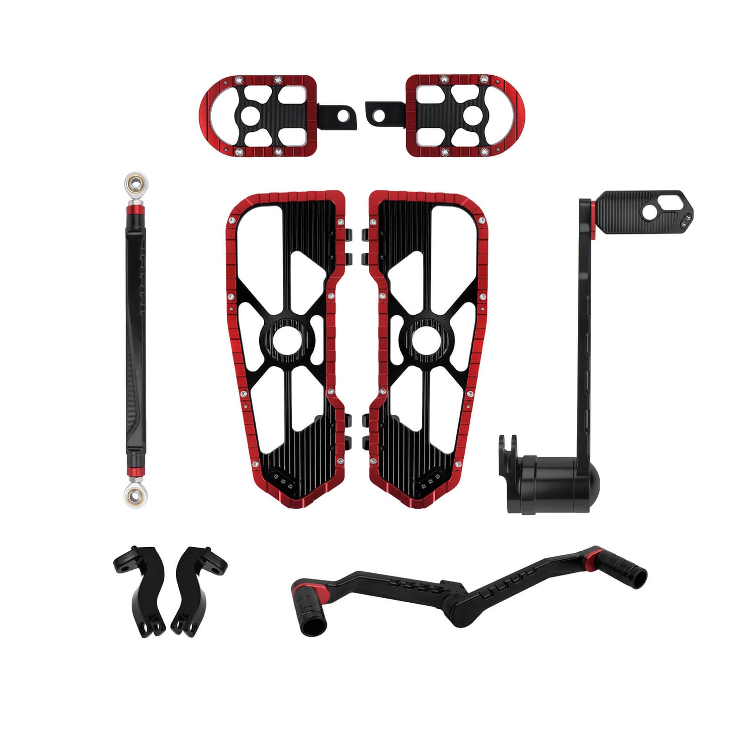 ZHPE0045 HCmotorku Red Front Rear Floorboards Brake Shifter Pedal Levers Kit for Harley Softail FLSTC FLSTF FLSTN ‘86-’17 Touring FLHR FLHT FLHX FLTR ’08-’13