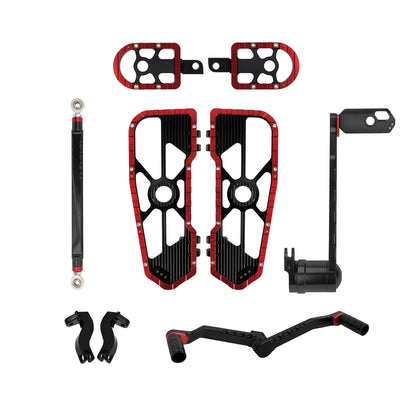 ZHPE0045 HCmotorku Red Front Rear Floorboards Brake Shifter Pedal Levers Kit for Harley Softail FLSTC FLSTF FLSTN ‘86-’17 Touring FLHR FLHT FLHX FLTR ’08-’13