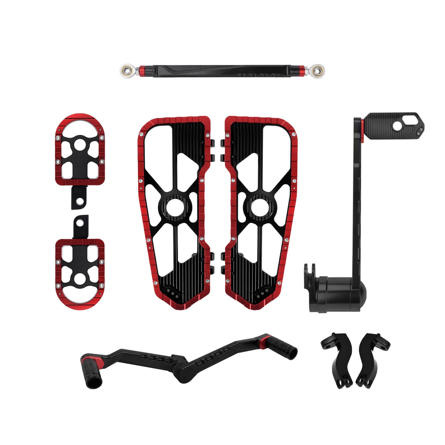 ZHPE0046 HCmotorku Rider Passenger Footboards Shifter Brake Pedal Levers Kit-Red for Harley Softail FLSTC FLSTF FLSTN ‘86-’17 Touring Street Glide Road Glide ’14-’25