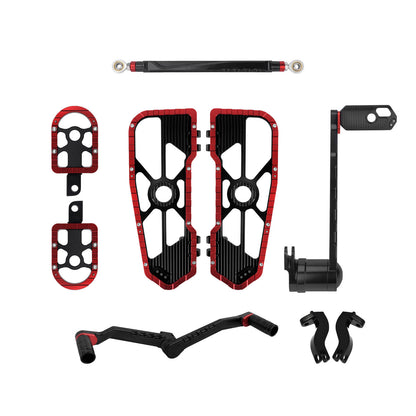 ZHPE0046 HCmotorku Rider Passenger Footboards Shifter Brake Pedal Levers Kit-Red for Harley Softail FLSTC FLSTF FLSTN ‘86-’17 Touring Street Glide Road Glide ’14-’25