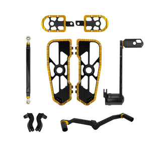 ZHPE0047 HCmotorku Golden Front Rear Floorboards Brake Shifter Pedal Levers Kit for Harley Softail FLSTC FLSTF FLSTN ‘86-’17 Touring FLHR FLHT FLHX FLTR ’08-’13