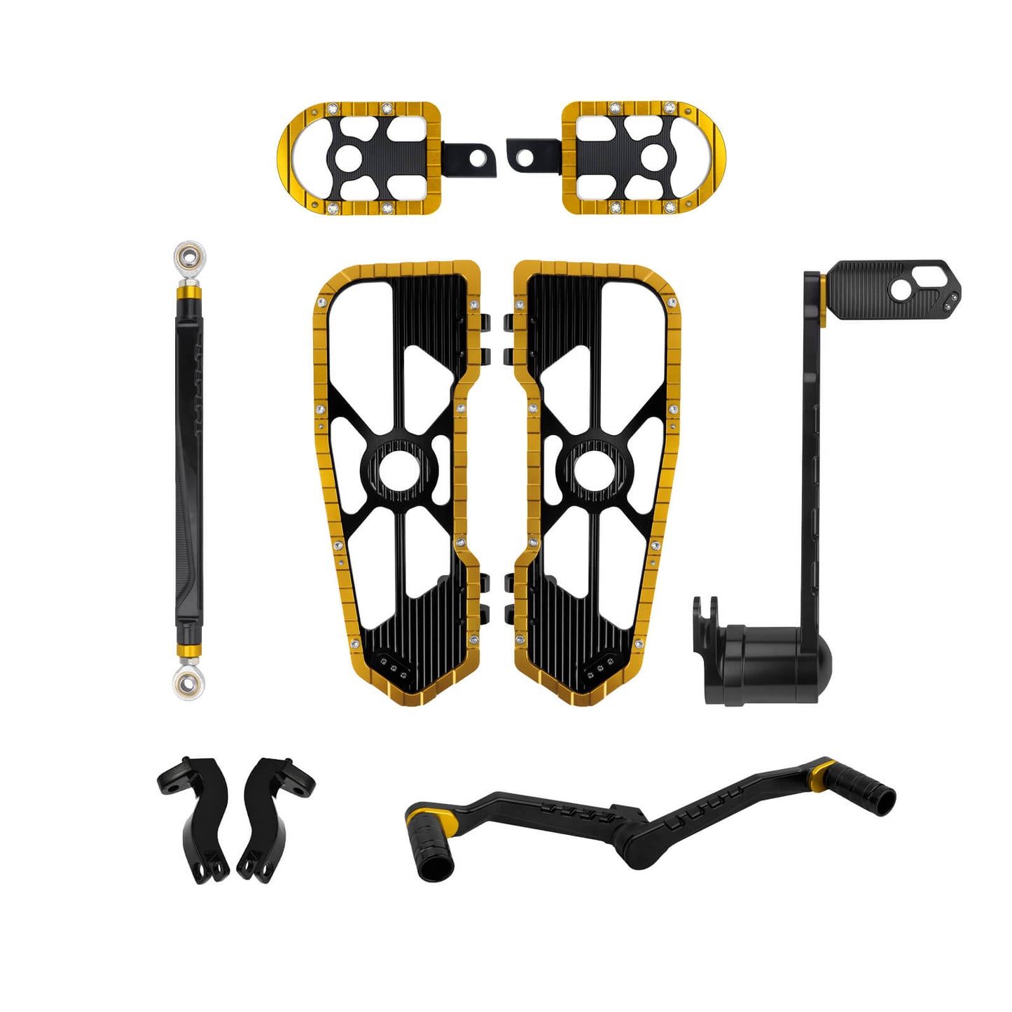 ZHPE0047 HCmotorku Golden Front Rear Floorboards Brake Shifter Pedal Levers Kit for Harley Softail FLSTC FLSTF FLSTN ‘86-’17 Touring FLHR FLHT FLHX FLTR ’08-’13