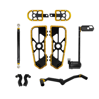ZHPE0047 HCmotorku Golden Front Rear Floorboards Brake Shifter Pedal Levers Kit for Harley Softail FLSTC FLSTF FLSTN ‘86-’17 Touring FLHR FLHT FLHX FLTR ’08-’13