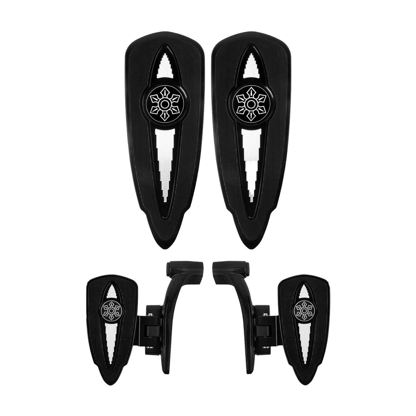 ZHPE0051 HCmotorku CNC Black Front Rear Floorboards Footboards Kit for Indian  Specific Pursuit, Challenger, Springfield, Chief, Chieftain, Roadmaster Models