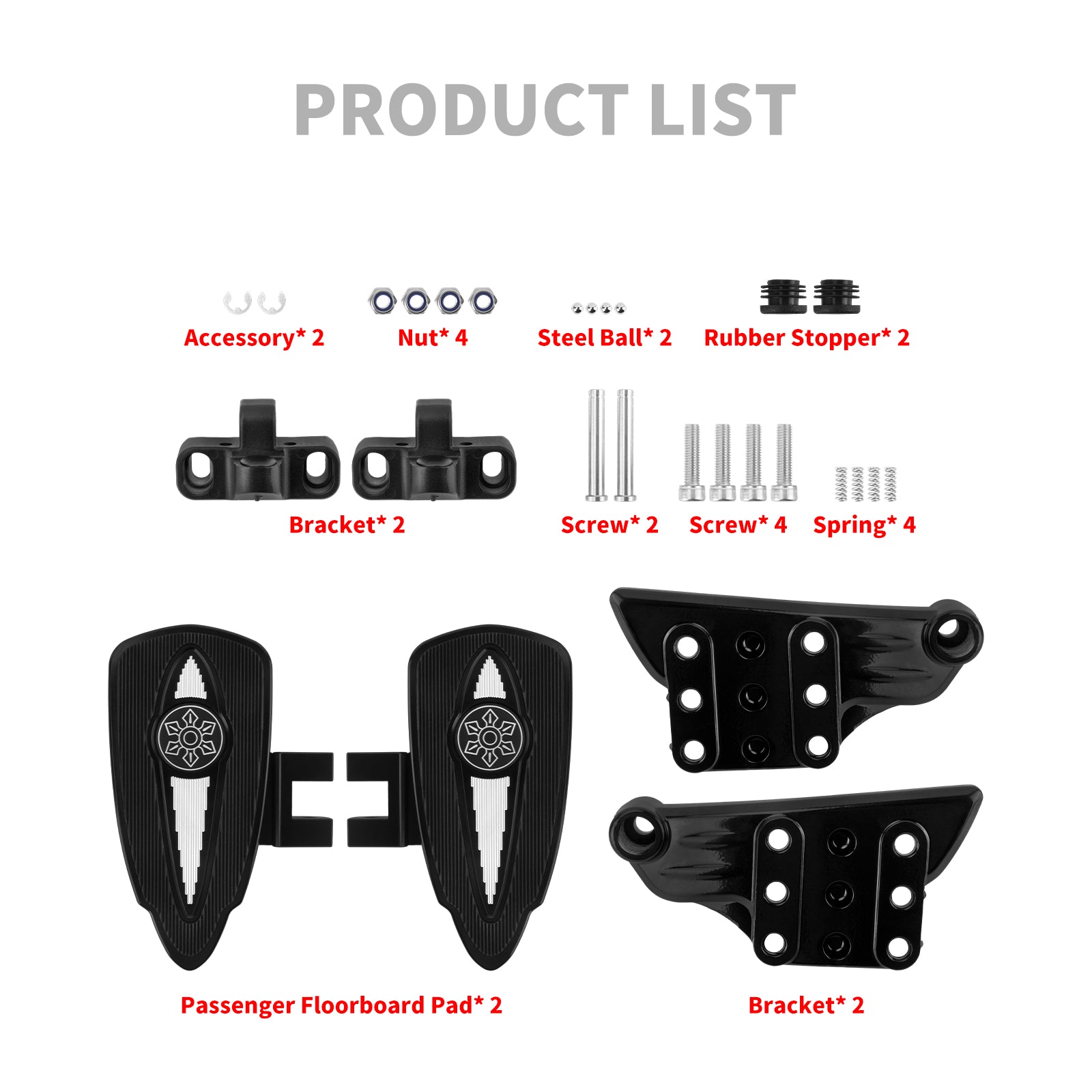 ZHPE0051 HCmotorku CNC Black Front Rear Floorboards Footboards Kit for Indian  Specific Pursuit, Challenger, Springfield, Chief, Chieftain, Roadmaster Models Product List
