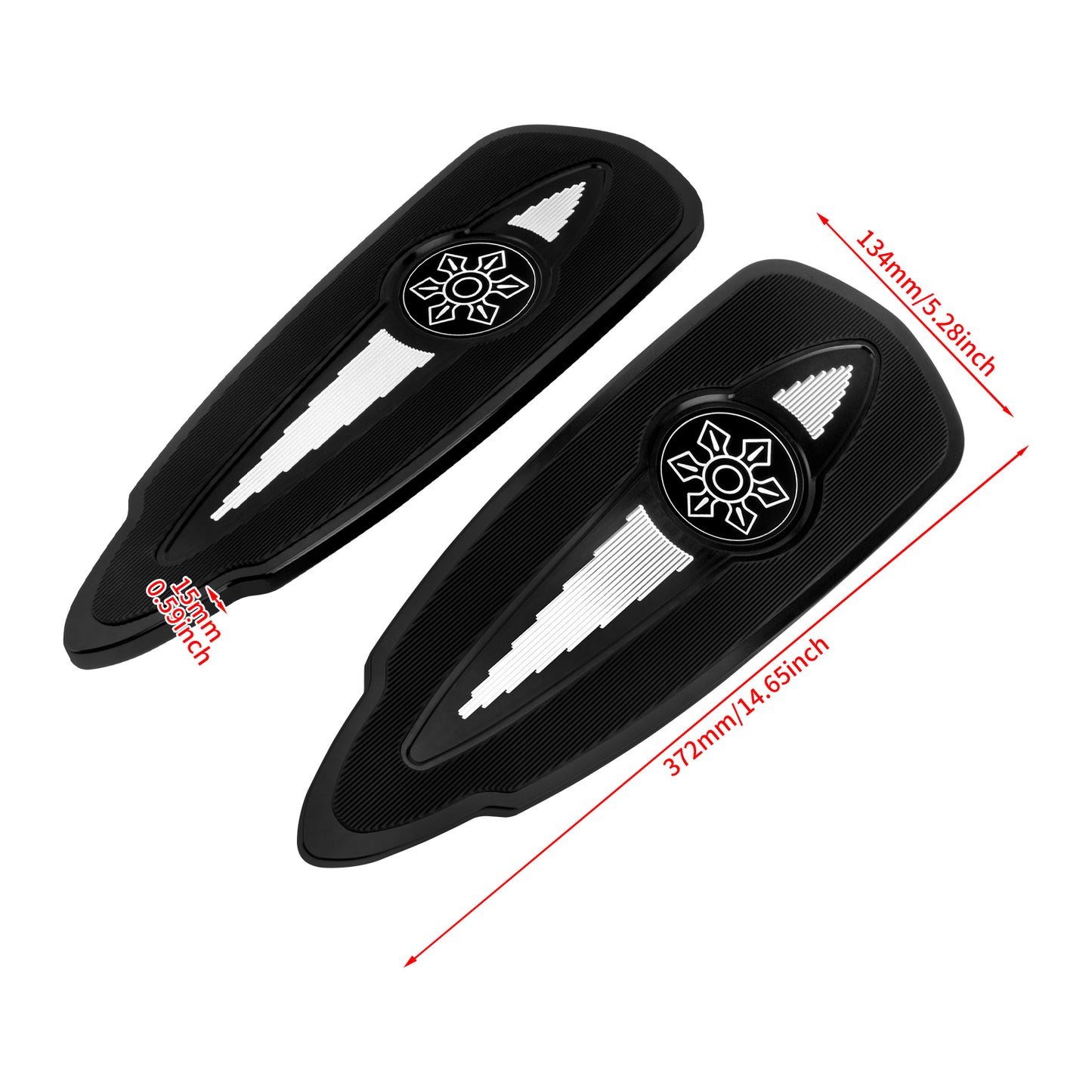 ZHPE0051 HCmotorku CNC Black Front Rear Floorboards Footboards Kit for Indian  Specific Pursuit, Challenger, Springfield, Chief, Chieftain, Roadmaster Models Size