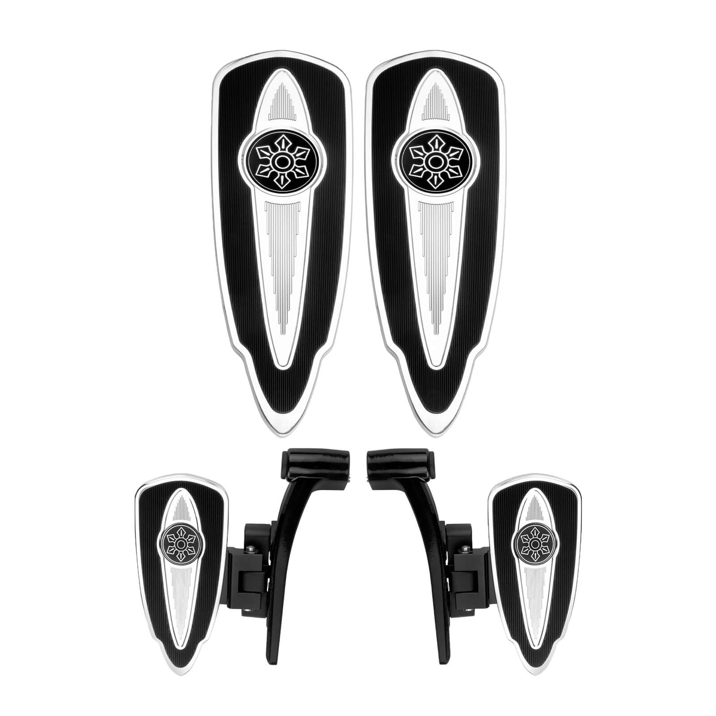 ZHPE0052 HCmotorku CNC Chrome Front Rear Floorboards Footboards Kit for Indian  Specific Pursuit, Challenger, Springfield, Chief, Chieftain, Roadmaster Models