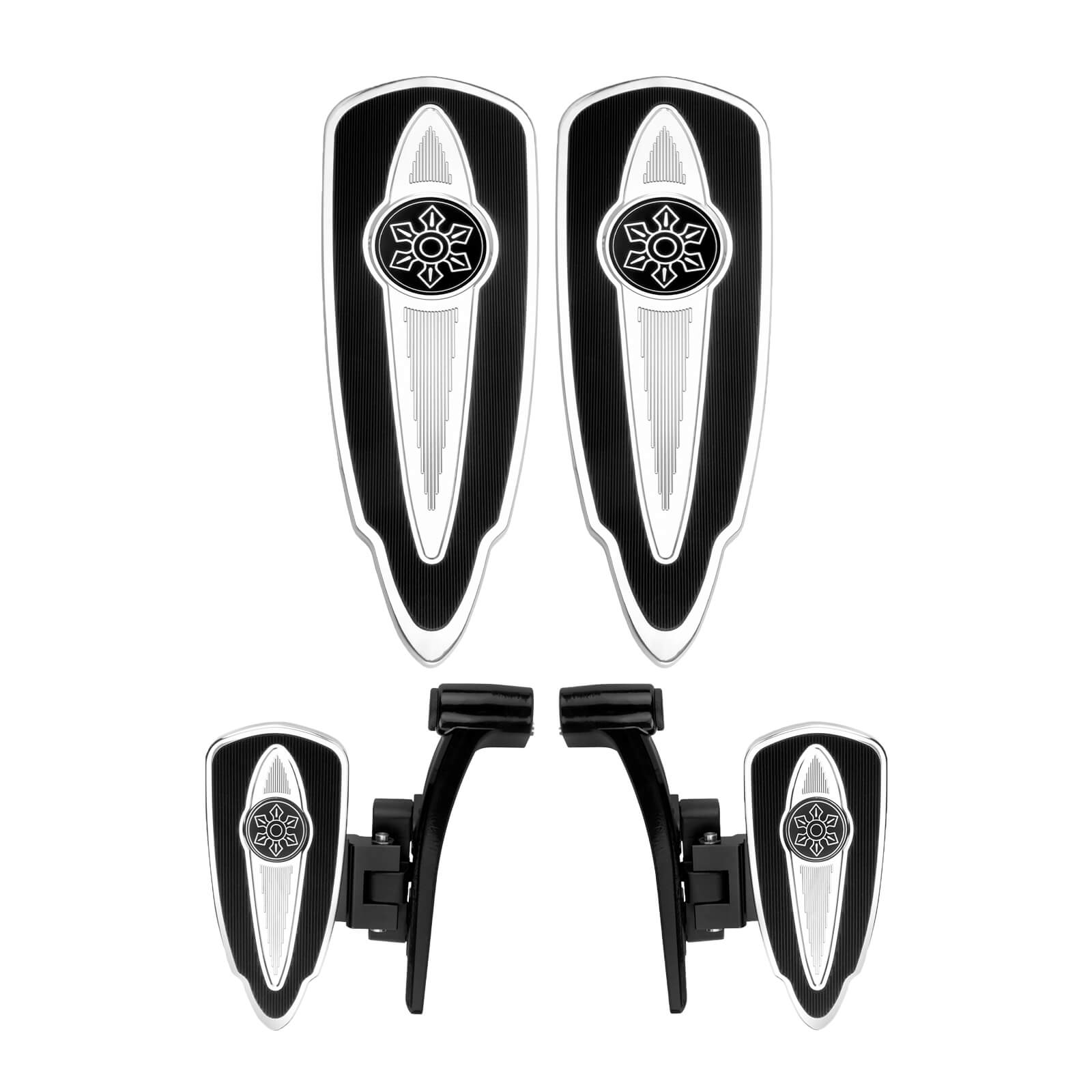 ZHPE0052 HCmotorku CNC Chrome Front Rear Floorboards Footboards Kit for Indian  Specific Pursuit, Challenger, Springfield, Chief, Chieftain, Roadmaster Models