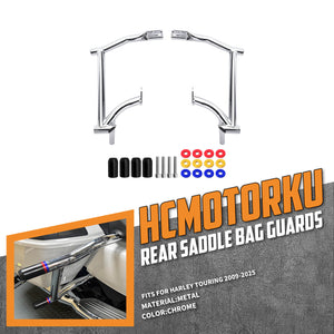 ZHTJ0003-HCmotorku Chrome Rear Saddlebag Guard Drop Protectors For Harley Touring ‘09-Up