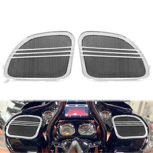 Tri-Line Speaker Grills Cover Trim Chrome Fit For Road Glide 2015-2019 | HCmotorku