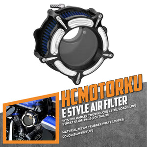 CNC Aluminum Air Cleaner Blue Filter for Harley Touring Softail 2023-2025 | HCmotorku