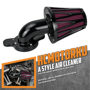 Black Cone Harley Air Cleaner with Red/Grey Filter for Sportster XL '04-'22 | HCmotorku
