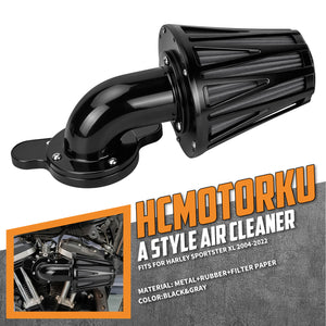 Black Cone Harley Air Cleaner with Red/Grey Filter for Sportster XL '04-'22 | HCmotorku